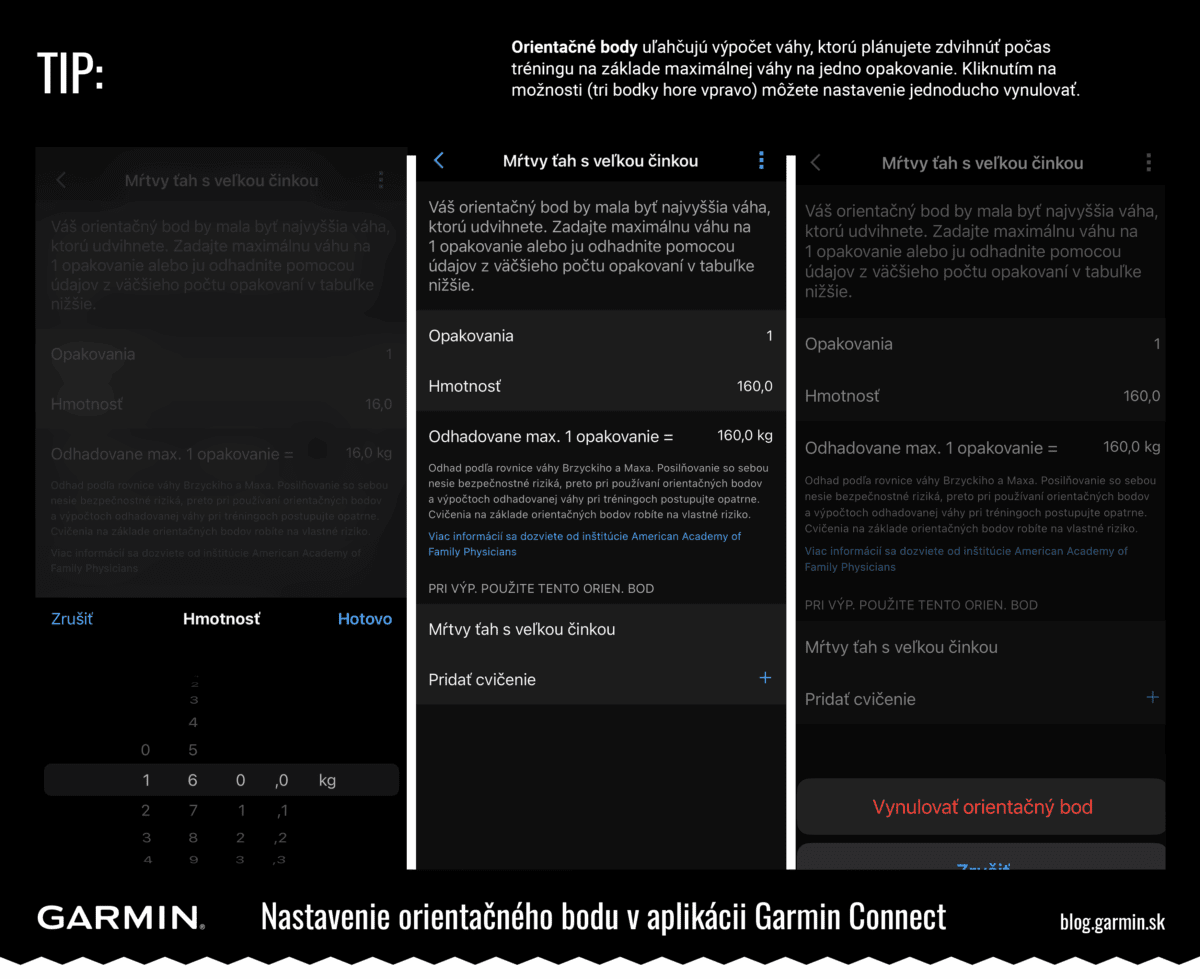 Nastavenie orientačného bodu v&nbsp;aplikácii Garmin Connect