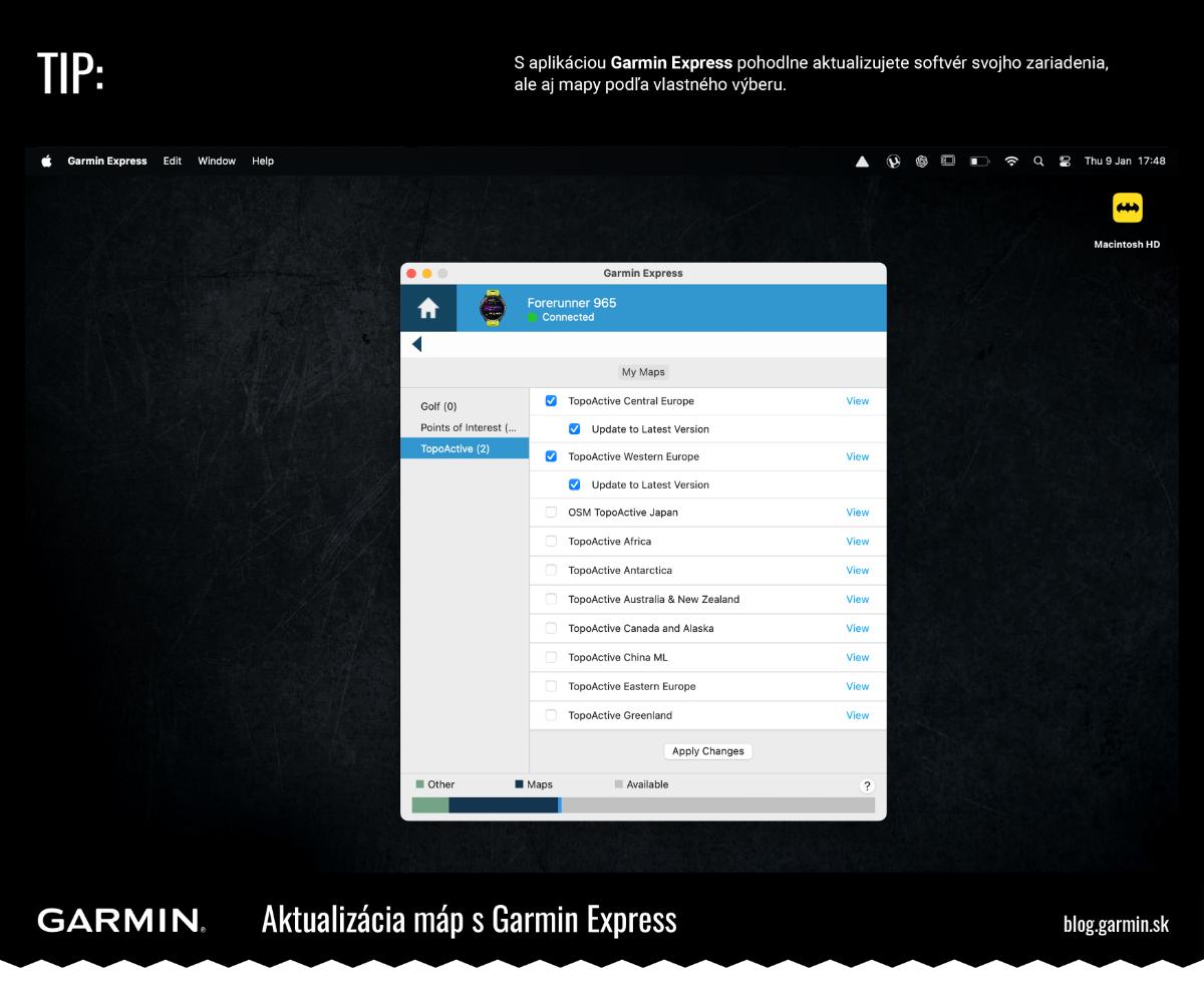 Ako dostať mapy do hodiniek Garmin - aktualizácia máp pomocou aplikácie Garmin Express